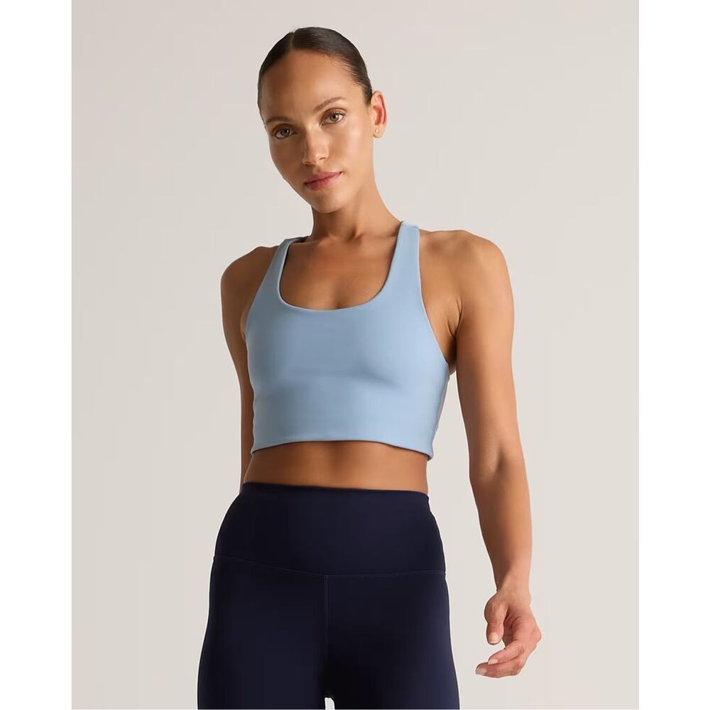 Quince Ultra-Form Scoop Neck Longline Bra Spa Blue M
